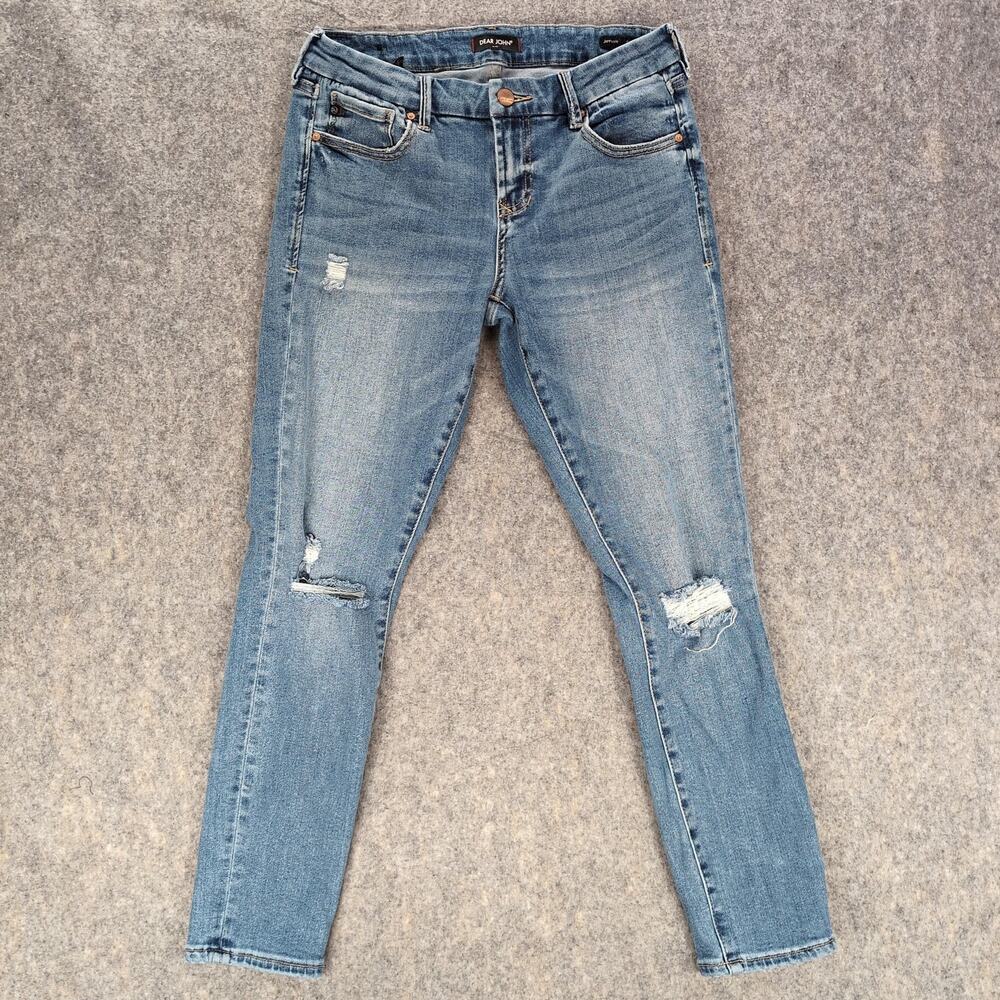 Dear John Jeans Womens 28 Blue Joyrich Comfort Skinny Distressed Denim